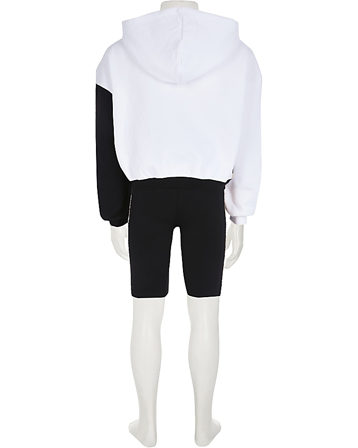 Girls white 'Unlimited' hoodie outfit