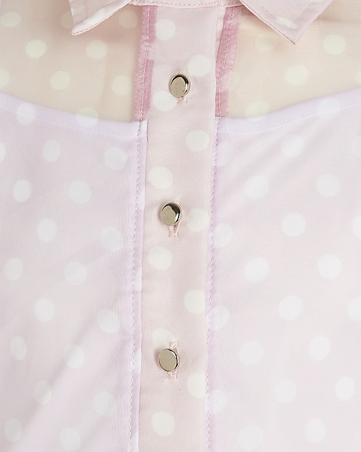 Girls pink spot organza shirt outfit