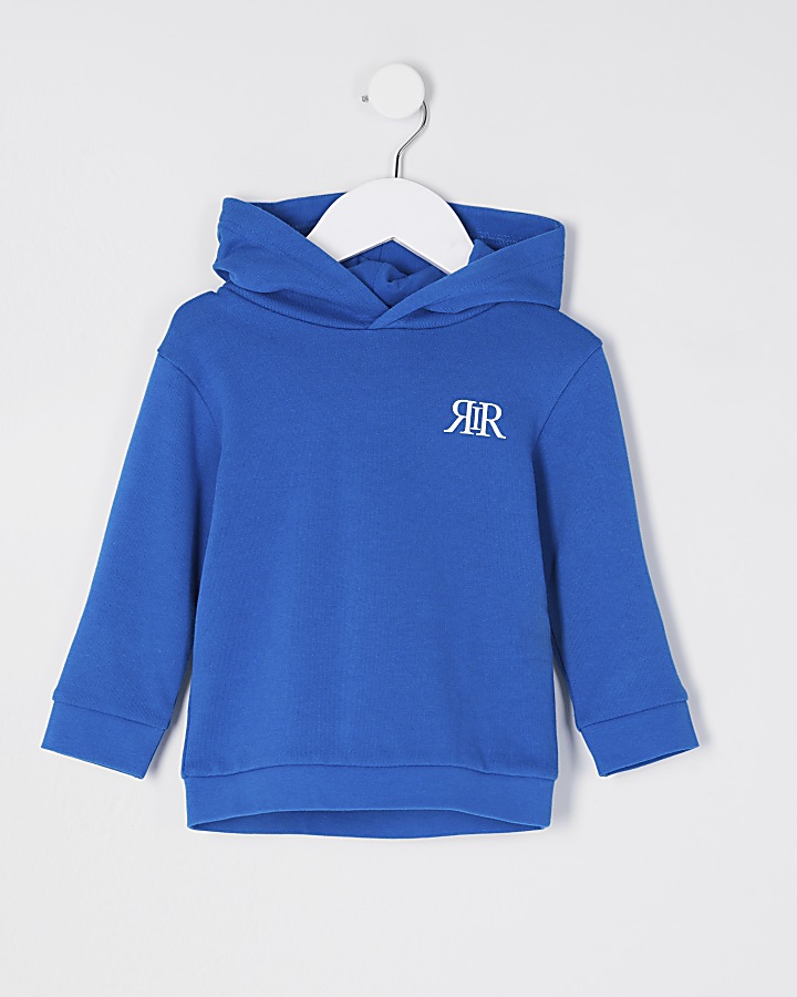 Mini boys blue RIR printed hoodie