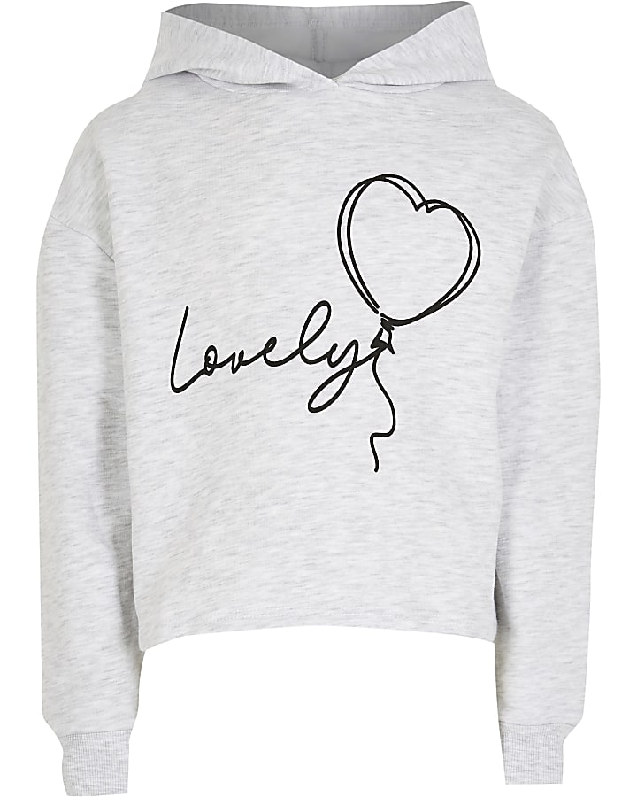 Age 13+ girl grey 'Lovely' hoodie