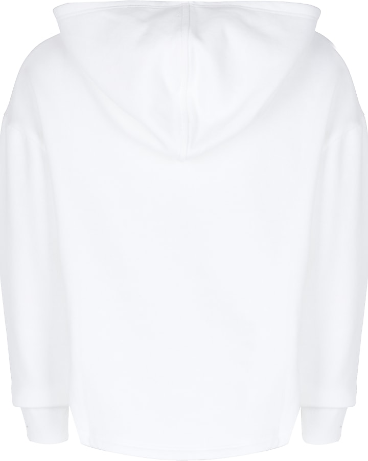 Girls white 'Lovely' print hoodie