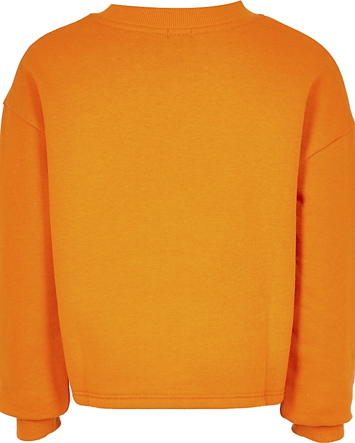 Age 13+ girls orange heart print sweatshirt