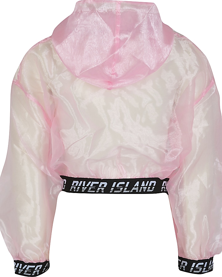 Girls pink RI Active organza bomber jacket