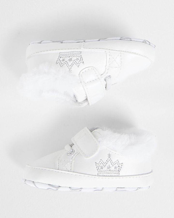 Baby white crown strap trainers