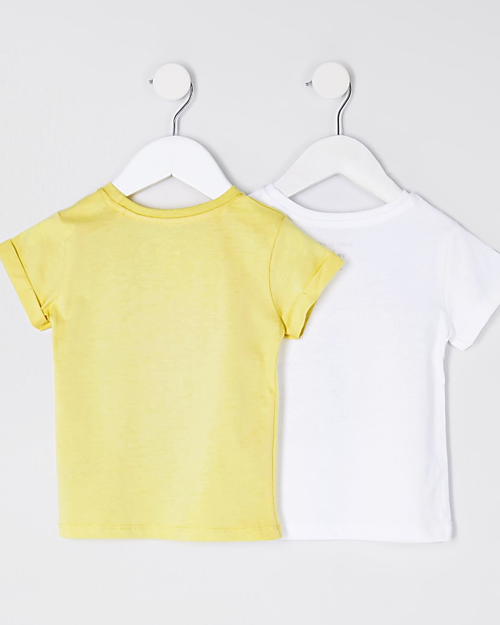 mini girls yellow 'Sassy' 2 pack t-shirts