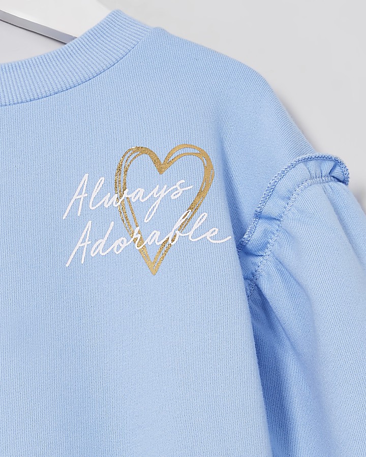Mini girls blue 'Always adorable' sweatshirt