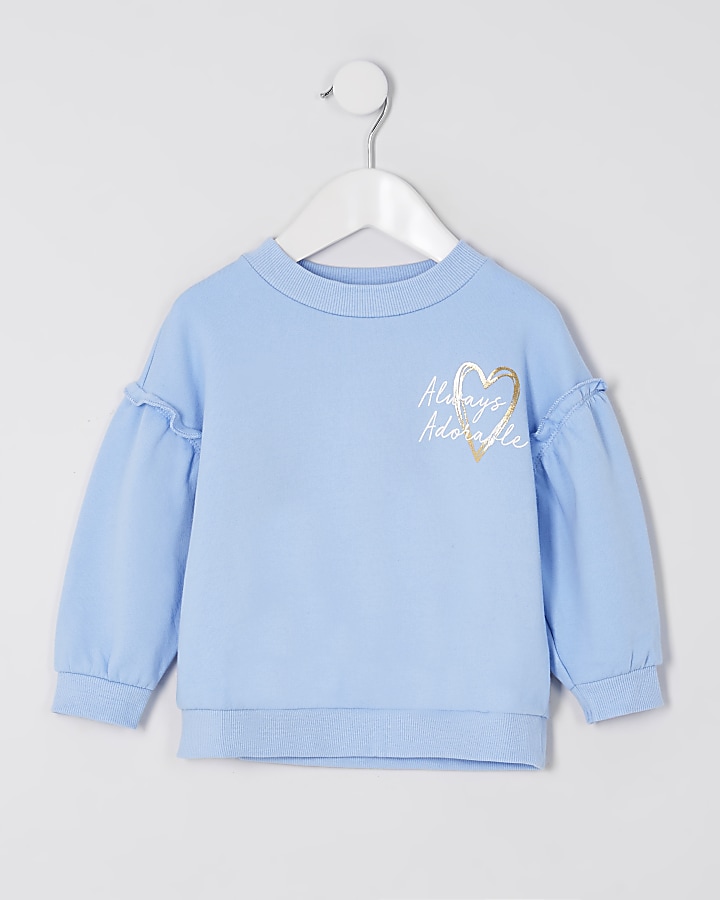 Mini girls blue 'Always adorable' sweatshirt