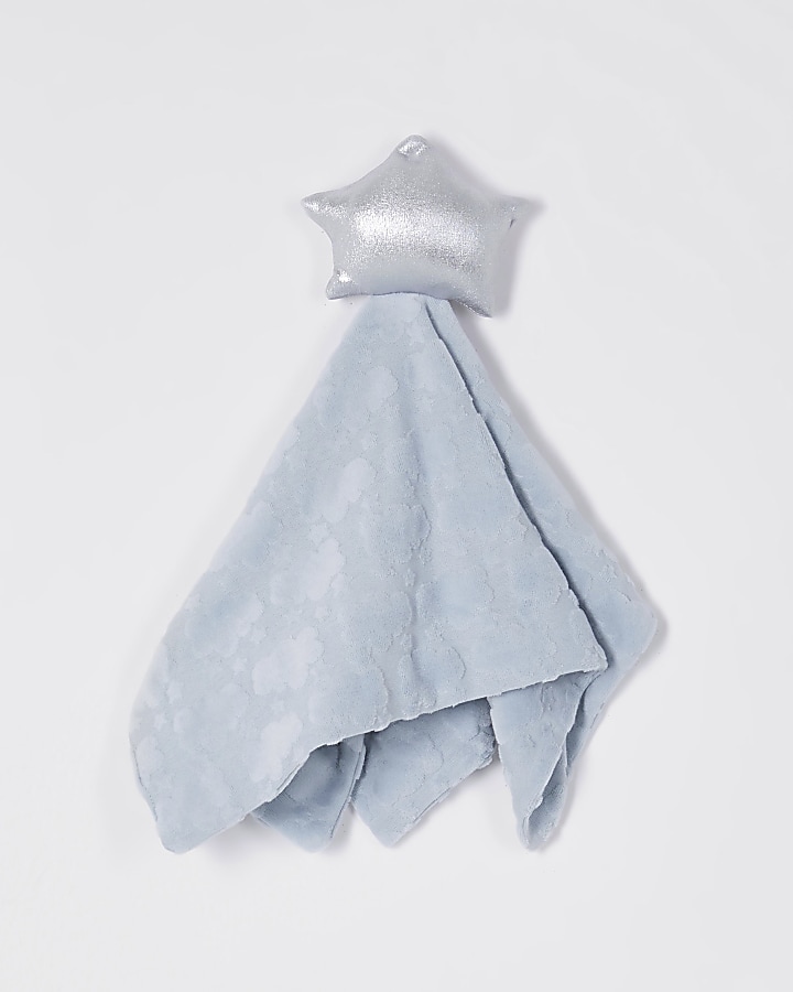 Baby blue velour cloud baby grow toy set