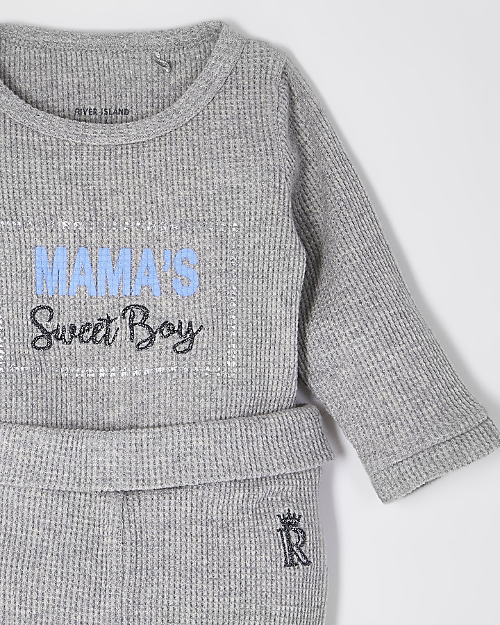 Baby boys grey 'Mamas Boy' bodysuit outfit