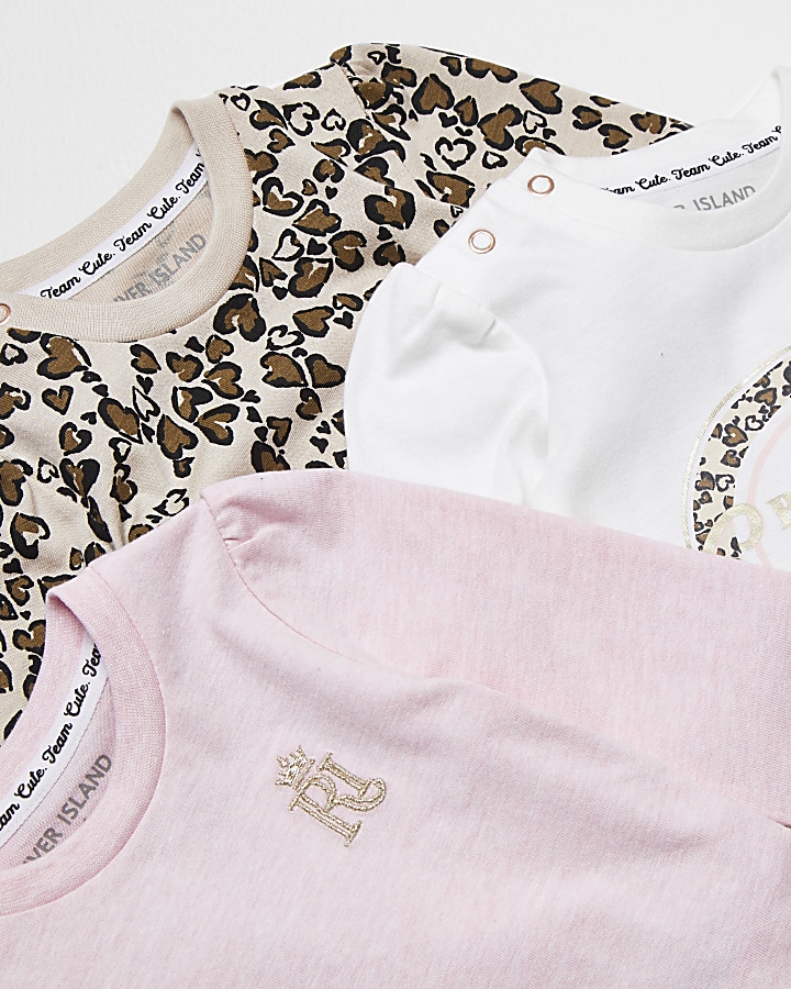 Baby pink leopard print babygrow 3 Pack