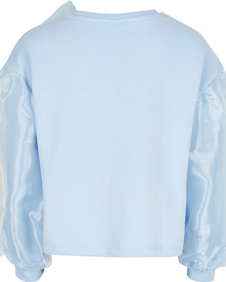 Girls blue organza bow sweatshirt