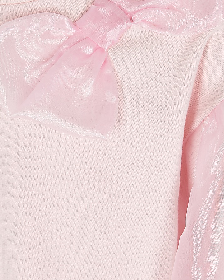 Girls pink organza bow sweatshirt