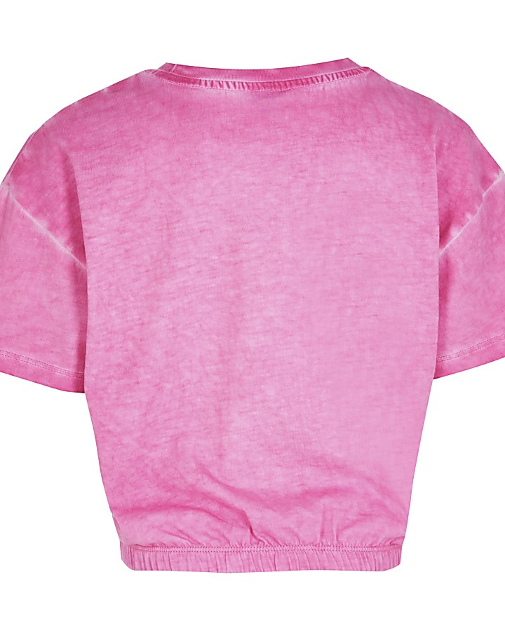 Girls pink 'Sassy' cinch hem t-shirt