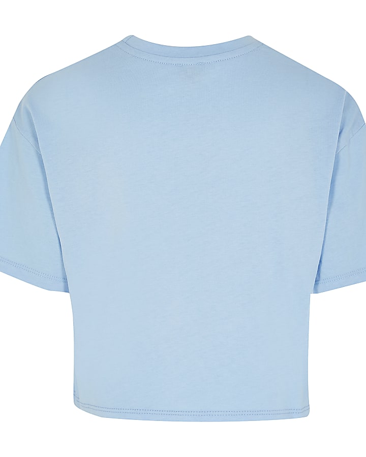 Girls blue short sleeve crop t-shirt