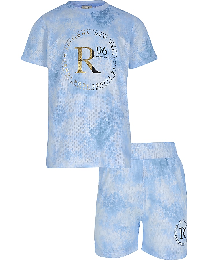 Boys blue tie dye 'R96' outfit