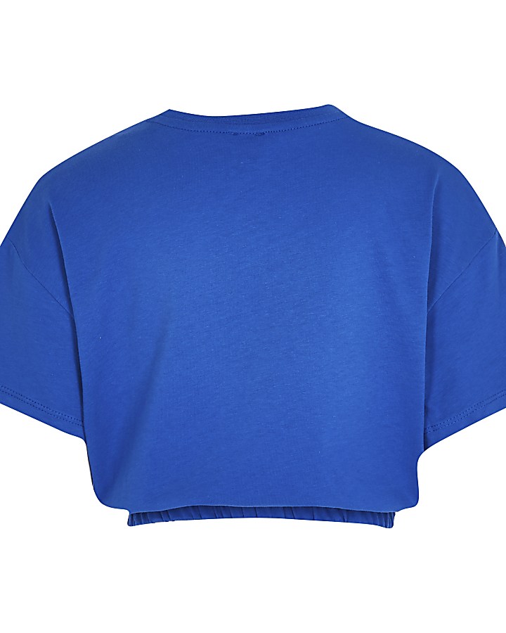 Girls blue 'Sassy' embellished t-shirt