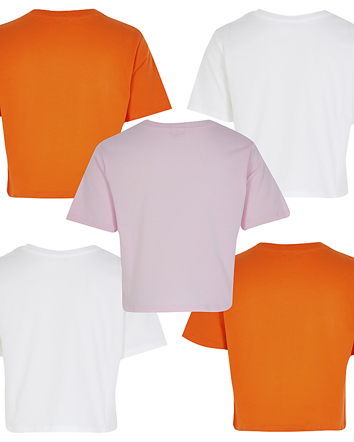 Girls orange t-shirt 5 pack