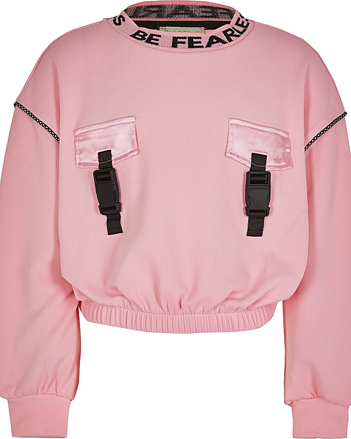 Girls RI Active pink crop sweatshirt