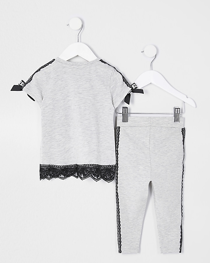 Mini girls grey 'L'amour' t-shirt outfit