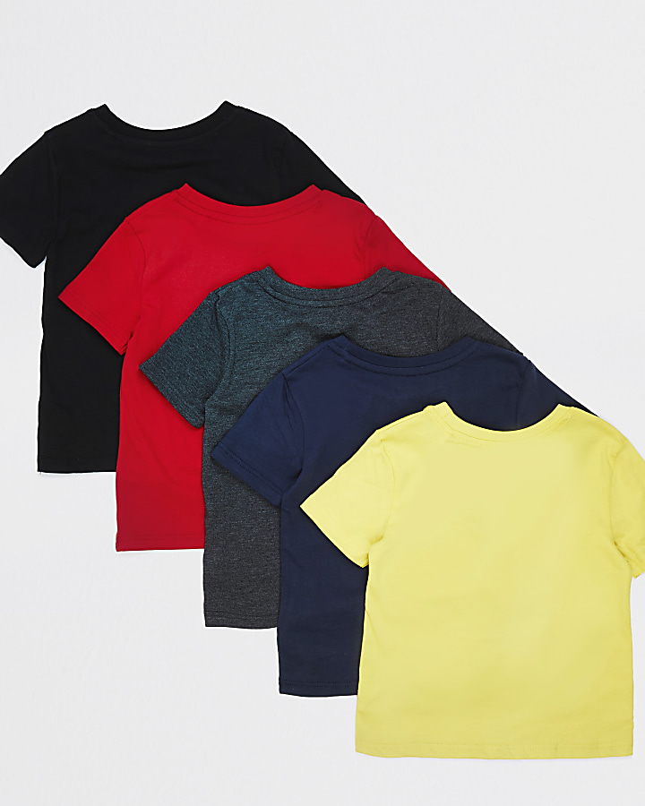 Mini boys yellow 5 pack design T-shirts