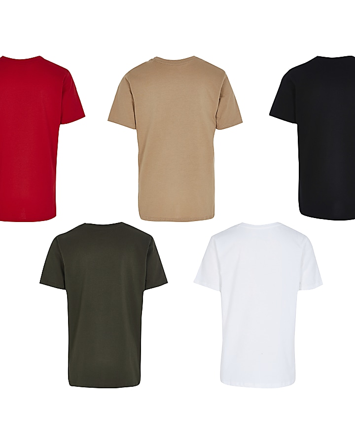 Boys khaki 5 pack plain t-shirts