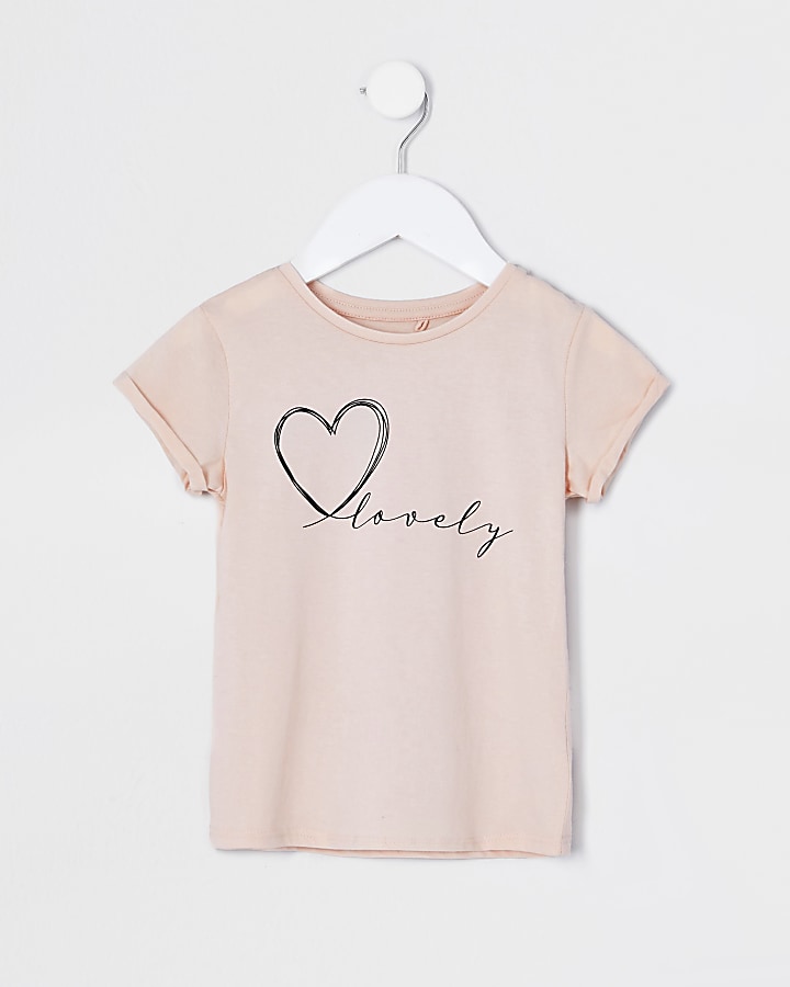 Mini girls pink 'lovely' t-shirt