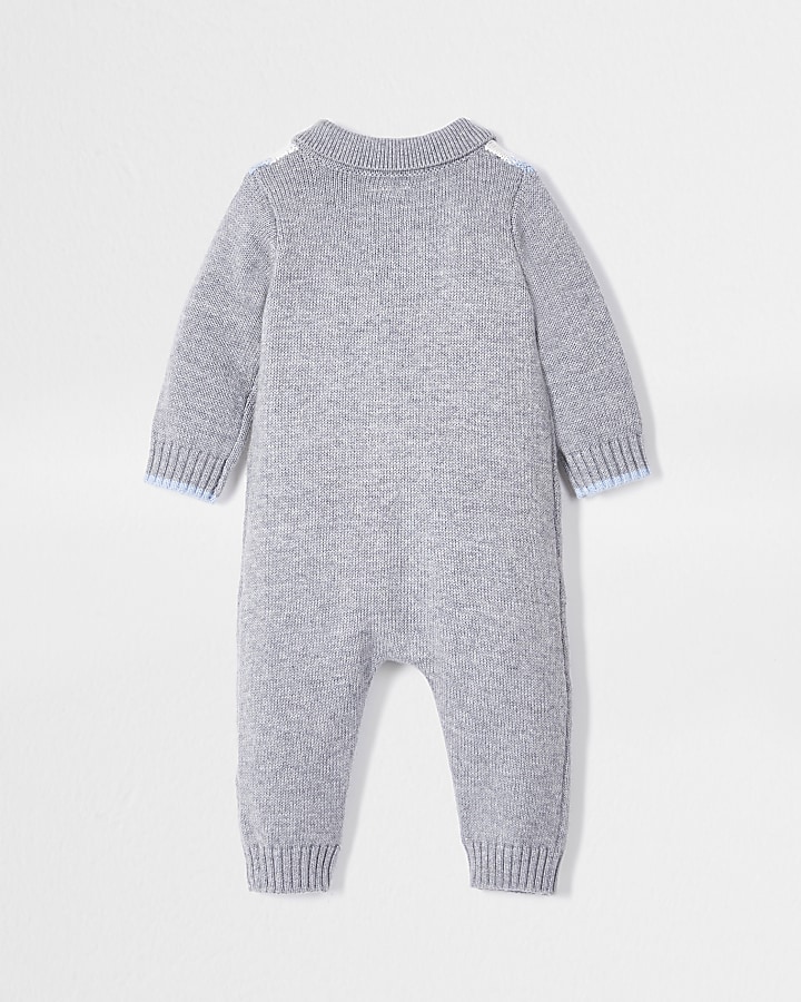 Baby grey cable knit all in one