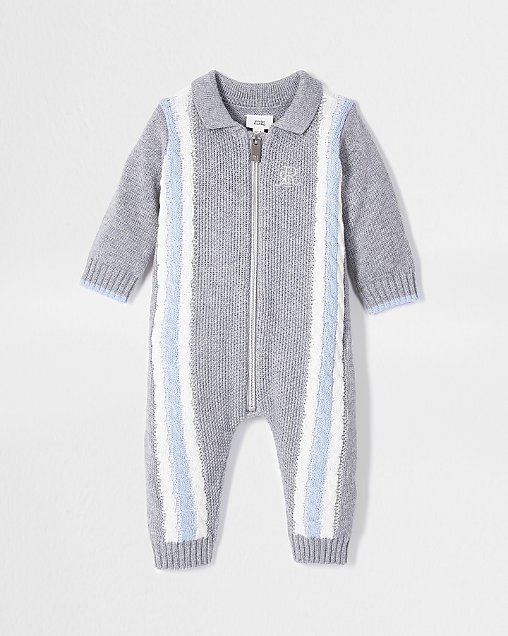 Baby grey cable knit all in one