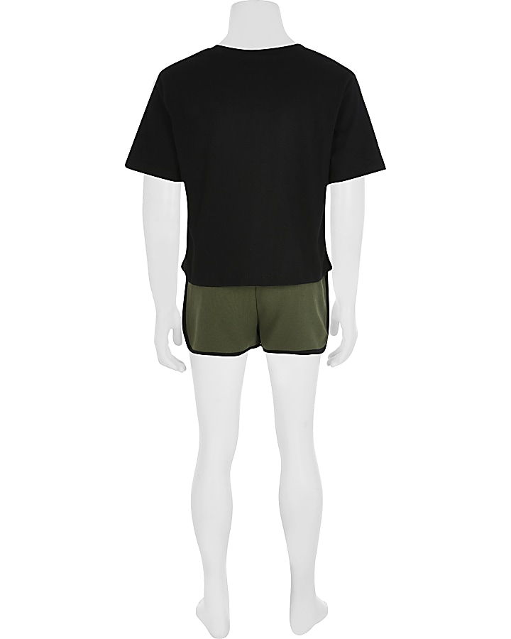 Girls Black 'RVR couture' t-shirt outfit