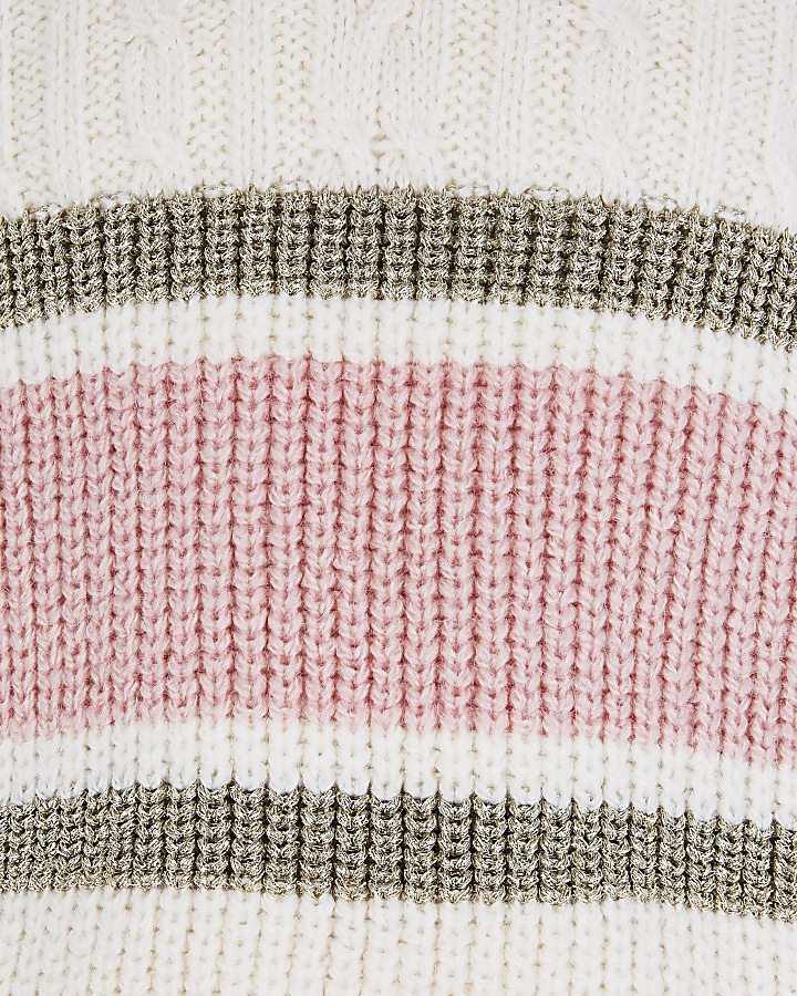 Girls cream block cable knit jumper