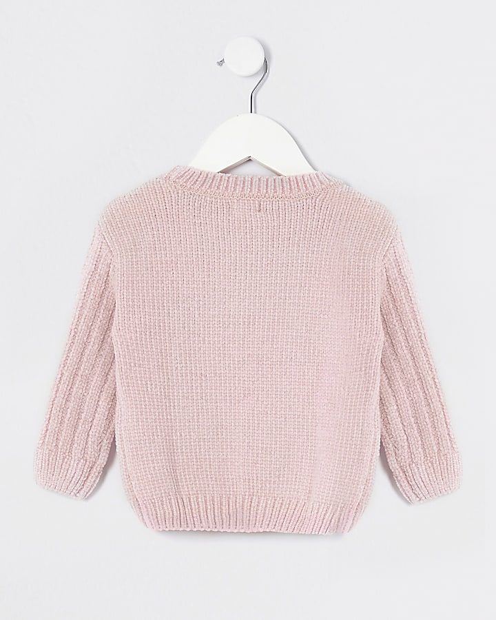 Mini girls pink chenille jumper