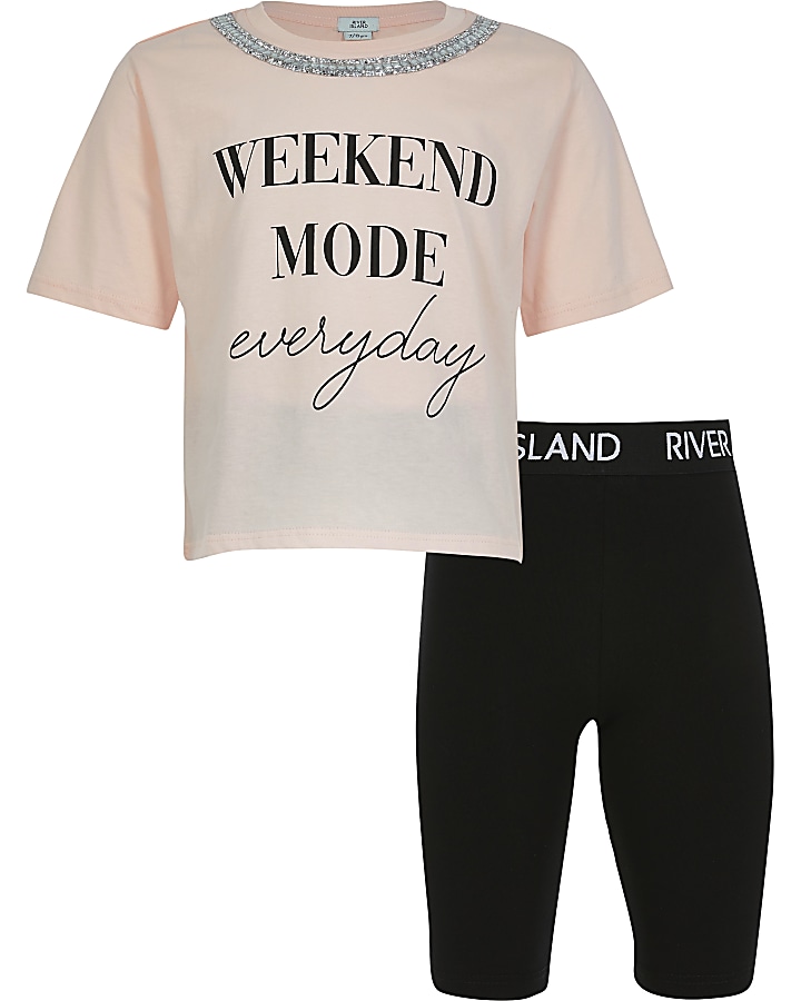 Girls  'Weekend Mode Everyday' short outfit