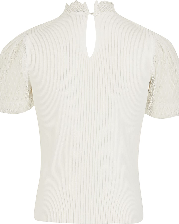 Girls ivory victoriana knitted top