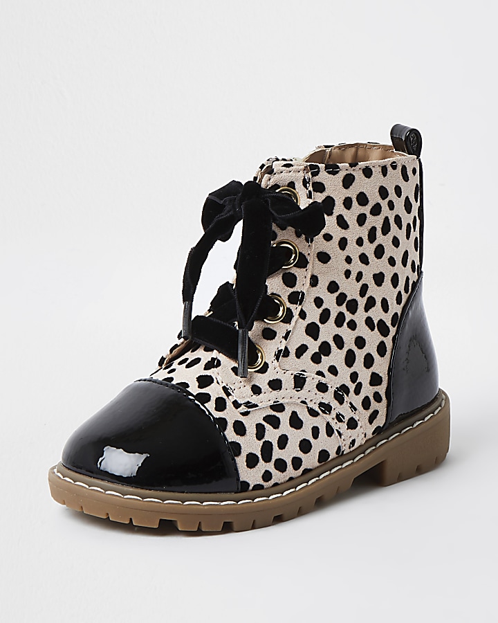 Mini girls brown leopard print clumpy boots