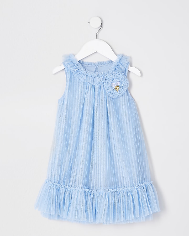 Mini girls 'Angel Face' blue corsage dress