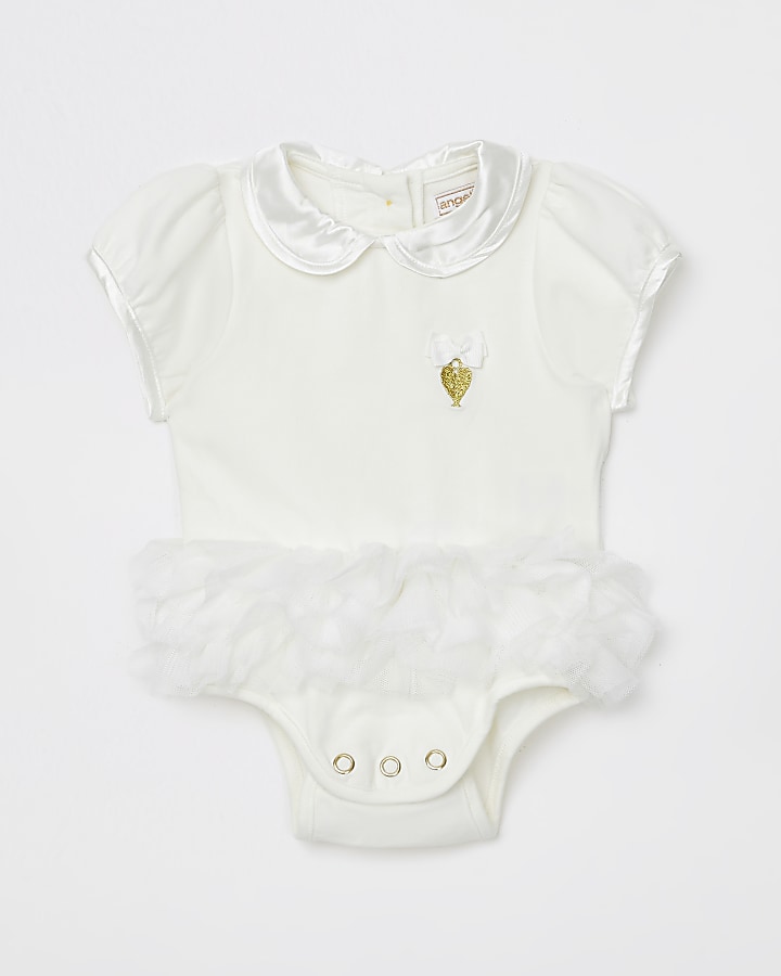 Baby Angels Face White Tutu Bodysuit