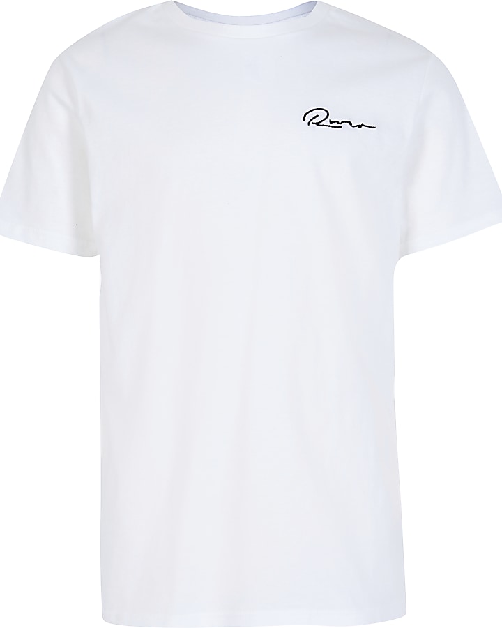 Boys white 'River' embroidered T-shirt