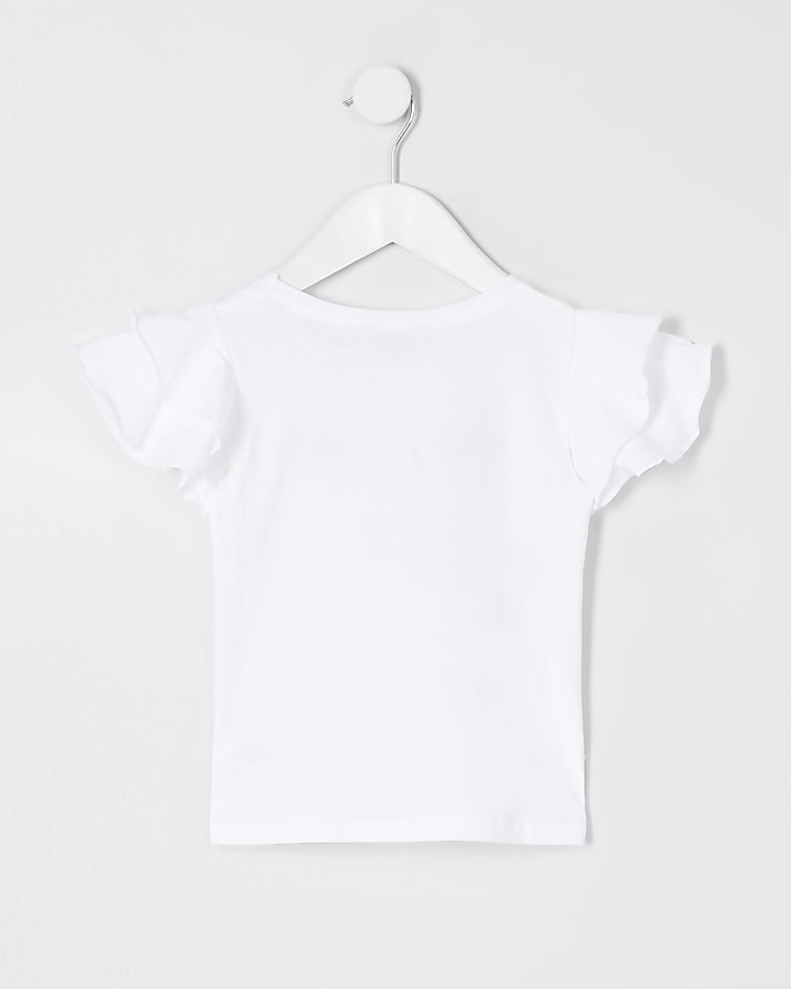 Mini girls white eyelash print t-shirt