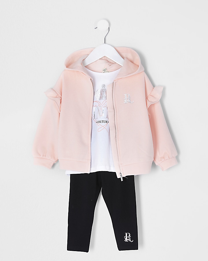 Mini girls pink hoody 3 piece outfit
