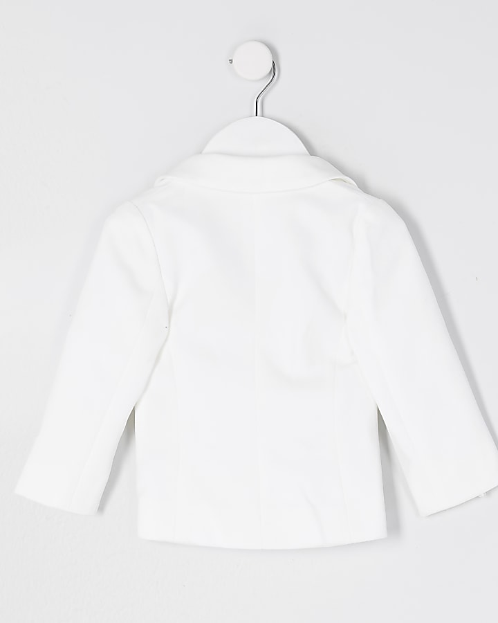 Mini girls white frill collar detail blazer