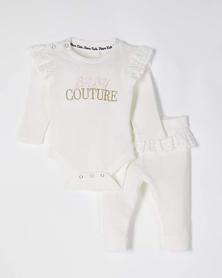 Baby ivory 'Couture' broderie frill outfit