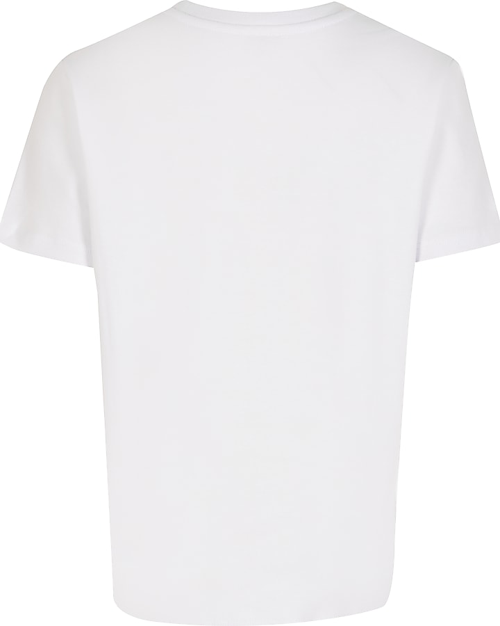 Boys White Marble Logo Print T-shirt