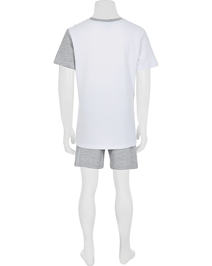 Boys grey blocked t-shirt outfit