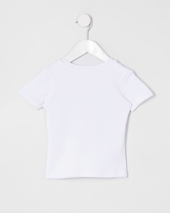 Mini boys white marble logo print t-shirt