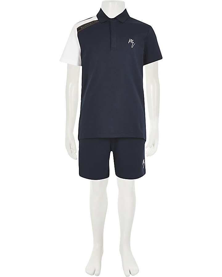 Boys navy maison polo tape outfit