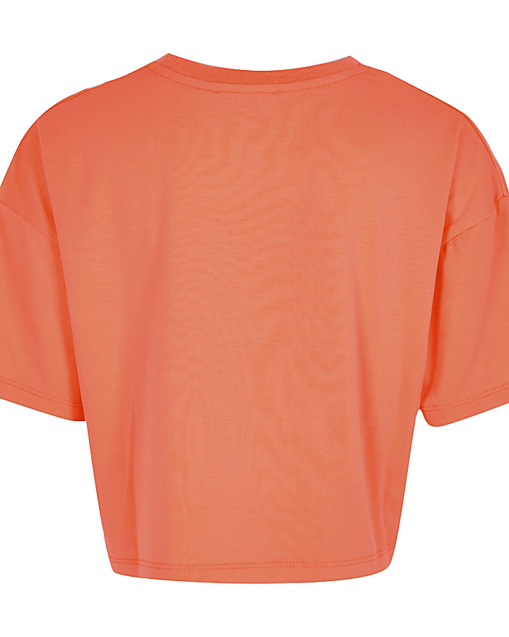 Girls orange 'Be Unique' print t-shirt