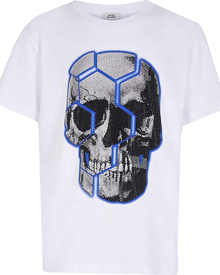 Boys white skull bling t-shirt