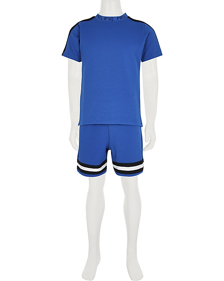 Blue texture tape t-shirt outfit