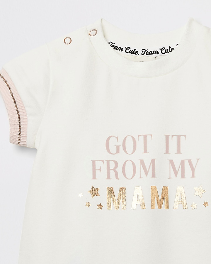 Baby ecru 'Mama' foil print baby grow