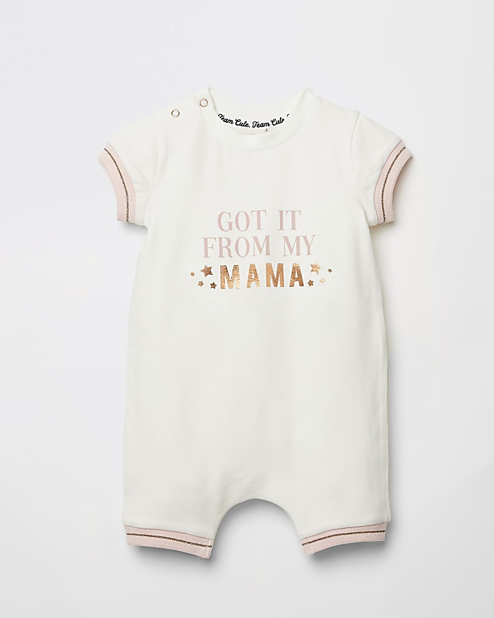 Baby ecru 'Mama' foil print baby grow